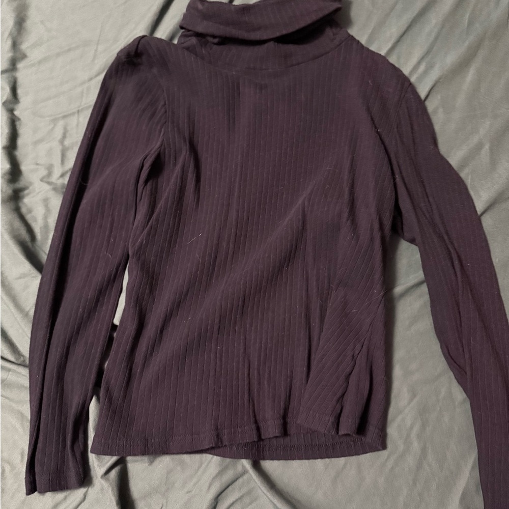 Ribbed Black Turtleneck Sweater